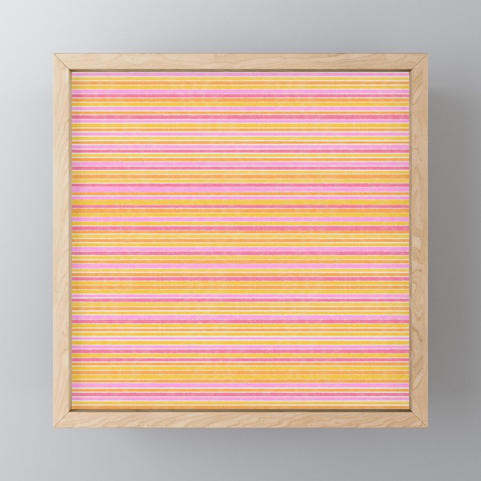Summer Watercolor Fine Striped Pattern Pink Orange Yellow Mini Art Print Gallery Image 1