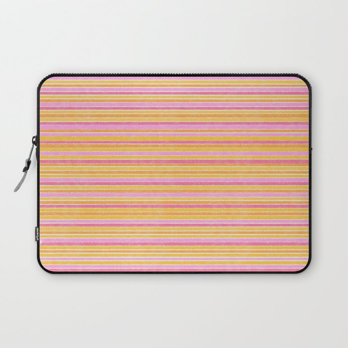 Summer Watercolor Fine Striped Pattern Pink Orange Yellow Laptop Sleeve Gallery Image 1