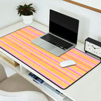 Summer Watercolor Fine Striped Pattern Pink Orange Yellow Desk Mat Gallery Image 2