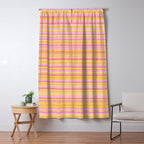 Summer Watercolor Fine Striped Pattern Pink Orange Yellow Window Curtain Gallery Image 5