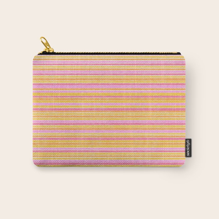 Summer Watercolor Fine Striped Pattern Pink Orange Yellow Carry All Pouch Gallery Image 1