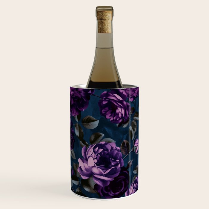 Velveteen Moody Flower Grandeur Plum Blue Teal Wine Chiller Gallery Image 1