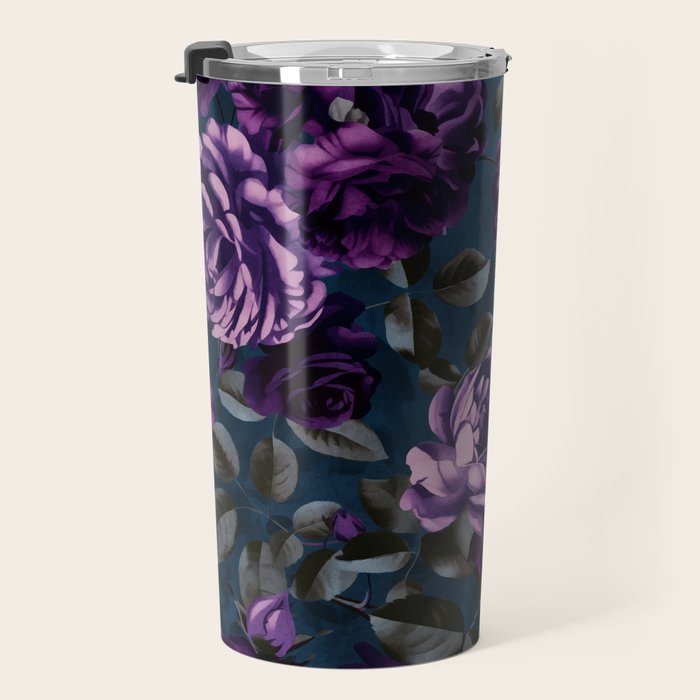 Velveteen Moody Flower Grandeur Plum Blue Teal Travel Mug Gallery Image 3