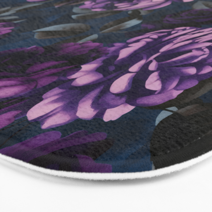 Velveteen Moody Flower Grandeur Plum Blue Teal Bath Mat Gallery Image 3