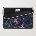 Velveteen Moody Flower Grandeur Plum Blue Teal Laptop Sleeve Gallery Image 2