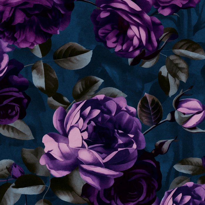 Velveteen Moody Flower Grandeur Plum Blue Teal Coffee Mug Gallery Image 2
