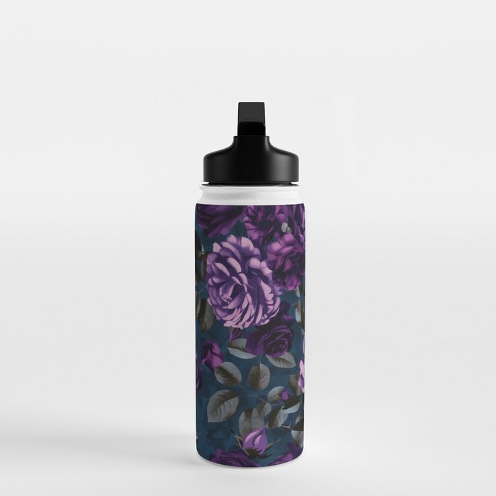 Velveteen Moody Flower Grandeur Plum Blue Teal Water Bottle Gallery Image 3