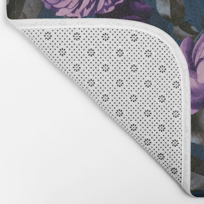 Velveteen Moody Flower Grandeur Plum Blue Teal Bath Mat Gallery Image 2