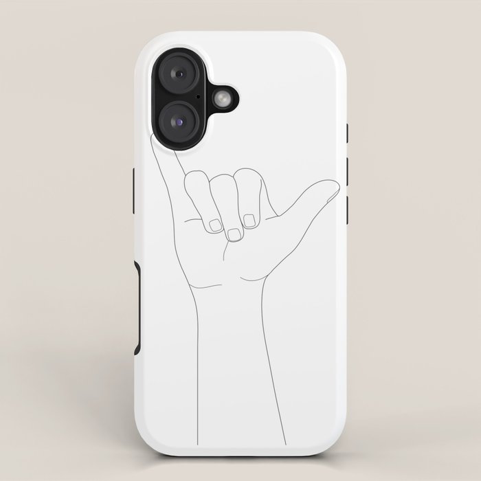 Minimal Line Art Shaka Hand Gesture iPhone Case Gallery Image 1