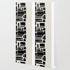 Black & White Minimalist Abstract Shapes Patterns Black Ink Painting Wallpaper Gallery Image 2