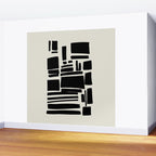 Black & White Minimalist Abstract Shapes Patterns Black Ink Painting Wall Mural Gallery Image 2