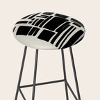 Black & White Minimalist Abstract Shapes Patterns Black Ink Painting Stool Gallery Image 2
