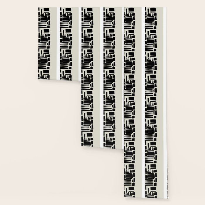Black & White Minimalist Abstract Shapes Patterns Black Ink Painting Wallpaper Gallery Image 3
