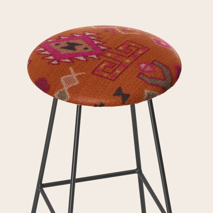 Moroccan Berber Geometric Pattern In Warm Earth Tones Stool Gallery Image 2