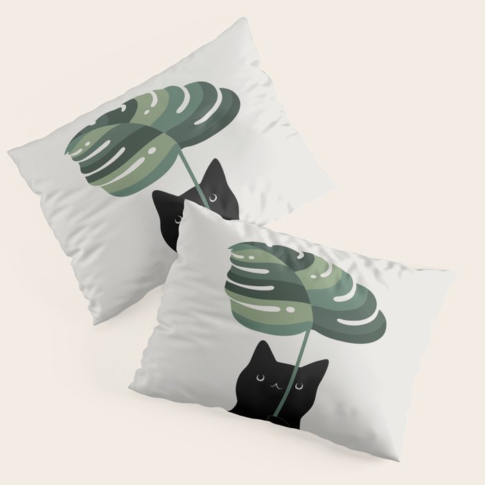 Cat and Plant 16 Pillow Sham Gallery Image 3