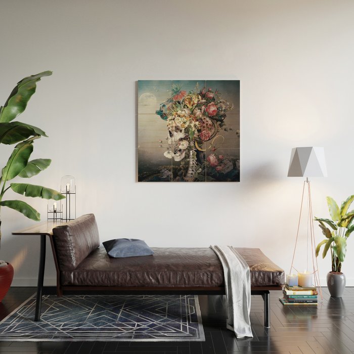 Flower skull Wood Wall Art Gallery Image 2