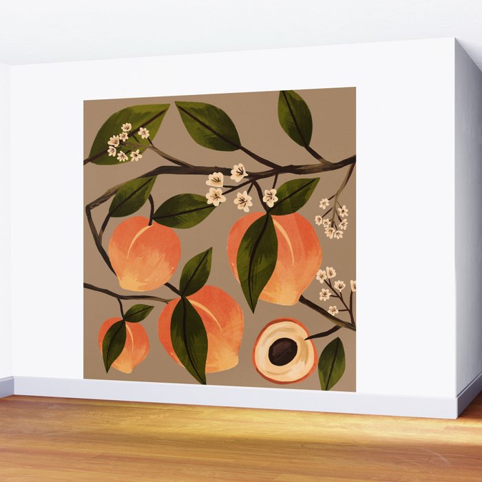 Peaches Botanical Art 2 Wall Mural Gallery Image 2