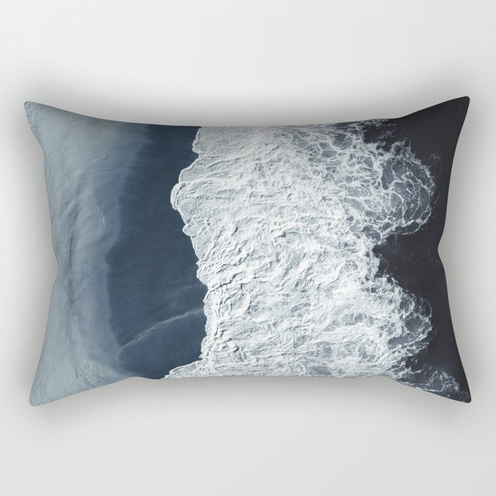 Aerial Ocean Waves - Beach - Dark Blue Ocean - Minimalist Landscape - Sea Travel photography Rectangular Pillow Gallery Image 1