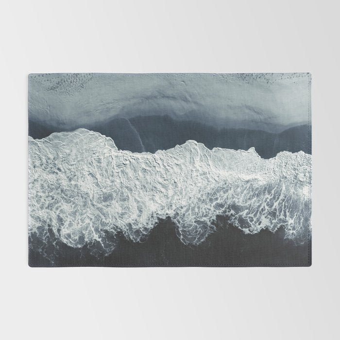 Aerial Ocean Waves - Beach - Dark Blue Ocean - Minimalist Landscape - Sea Travel photography Rug Gallery Image 2