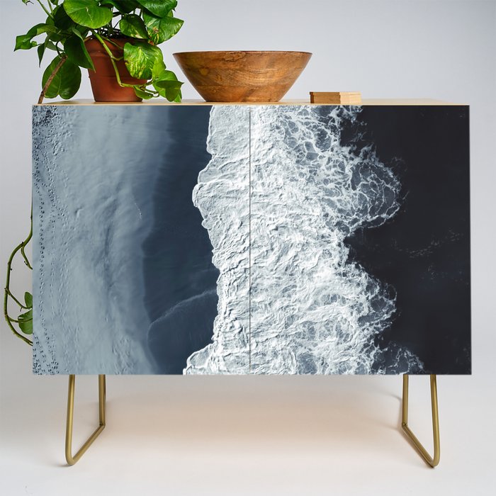 Aerial Ocean Waves - Beach - Dark Blue Ocean - Minimalist Landscape - Sea Travel photography Credenza Gallery Image 1