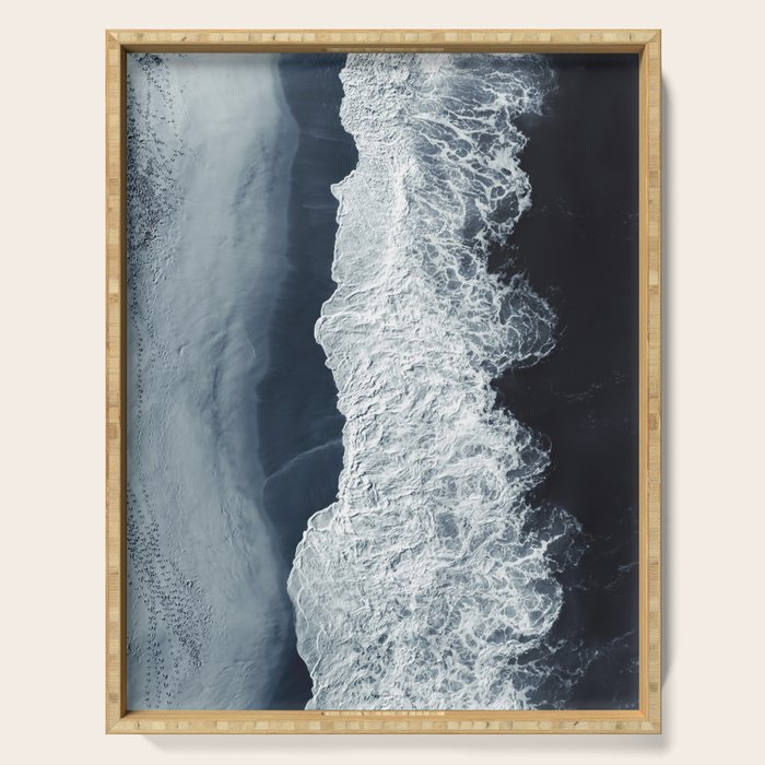 Aerial Ocean Waves - Beach - Dark Blue Ocean - Minimalist Landscape - Sea Travel photography Serving Tray Gallery Image 1