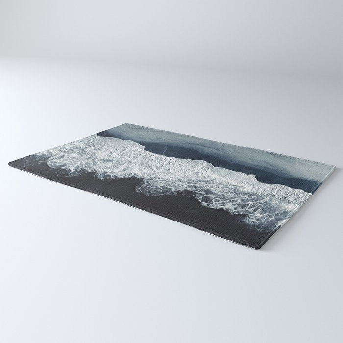 Aerial Ocean Waves - Beach - Dark Blue Ocean - Minimalist Landscape - Sea Travel photography Rug Gallery Image 3