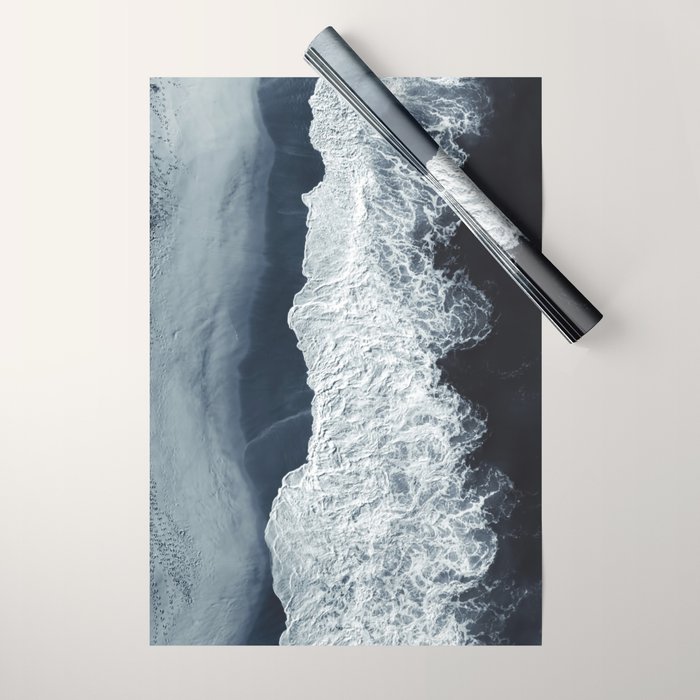 Aerial Ocean Waves - Beach - Dark Blue Ocean - Minimalist Landscape - Sea Travel photography Wrapping Paper Gallery Image 1