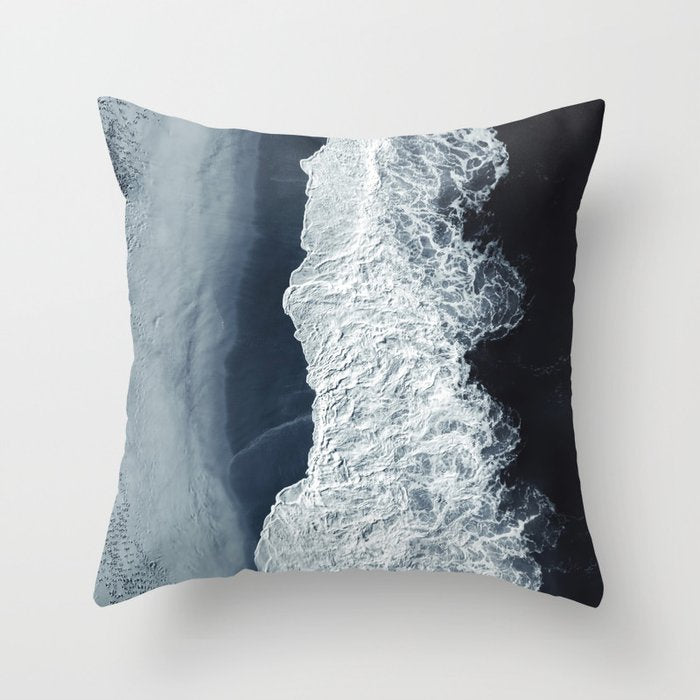 Aerial Ocean Waves - Beach - Dark Blue Ocean - Minimalist Landscape - Sea Travel photography Throw Pillow Gallery Image 1