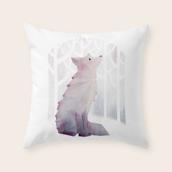 Fox in the Snow Throw Pillow Gallery Image 1