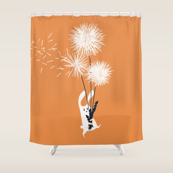 Bunny and Dandelion Bouquet Shower Curtain Gallery Image 1