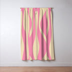 Mid Century Modern Lounge Retro Ogee Pattern in Pink and Cream Window Curtain Gallery Image 3