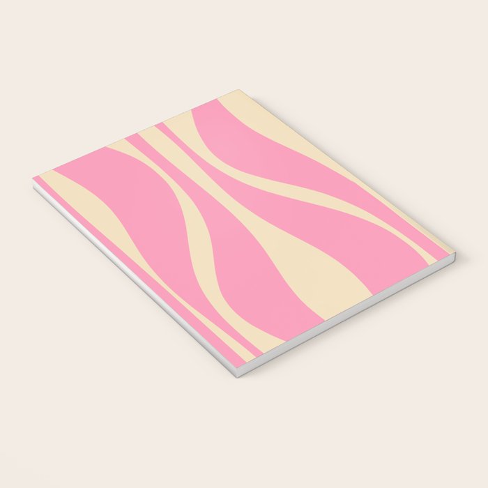 Mid Century Modern Lounge Retro Ogee Pattern in Pink and Cream Notebook Gallery Image 3
