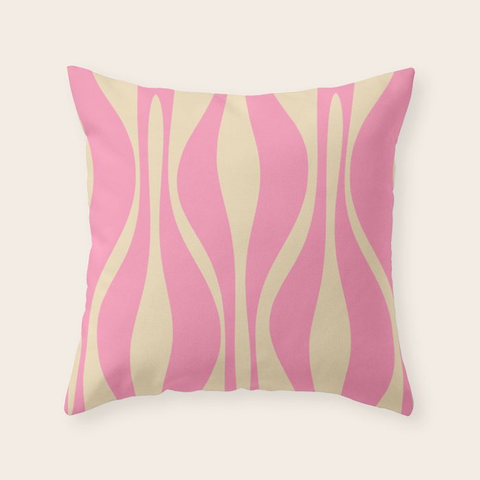 Mid Century Modern Lounge Retro Ogee Pattern in Pink and Cream Throw Pillow Gallery Image 6