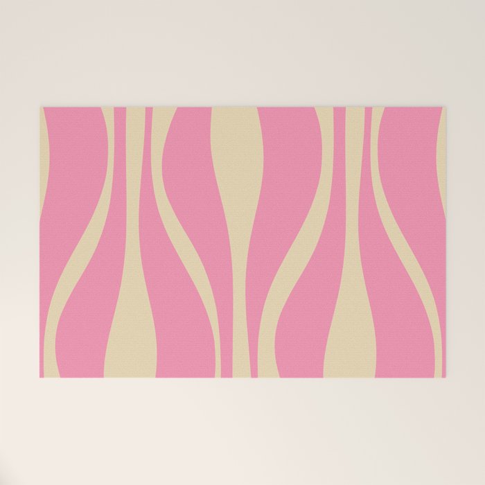 Mid Century Modern Lounge Retro Ogee Pattern in Pink and Cream Welcome Mat Gallery Image 1