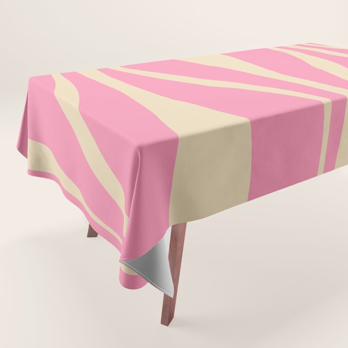 Mid Century Modern Lounge Retro Ogee Pattern in Pink and Cream Tablecloth Gallery Image 1