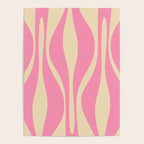 Mid Century Modern Lounge Retro Ogee Pattern in Pink and Cream Poster Gallery Image 4