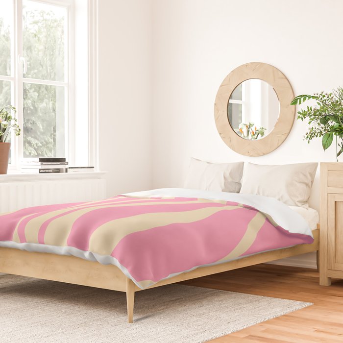 Mid Century Modern Lounge Retro Ogee Pattern in Pink and Cream Duvet Cover Gallery Image 2
