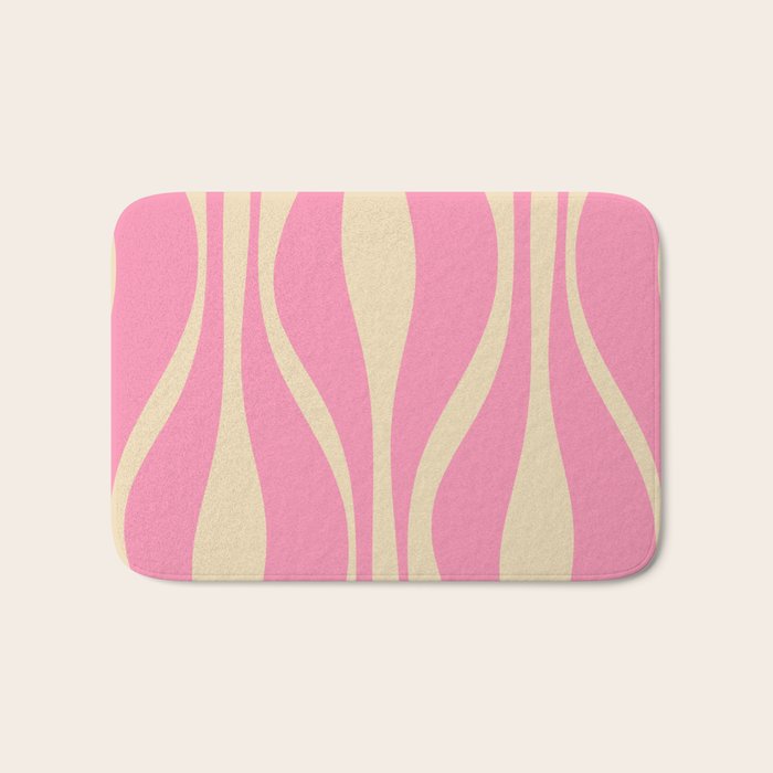 Mid Century Modern Lounge Retro Ogee Pattern in Pink and Cream Bath Mat Gallery Image 1