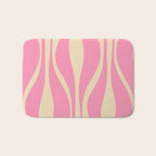 Mid Century Modern Lounge Retro Ogee Pattern in Pink and Cream Bath Mat Gallery Image 1
