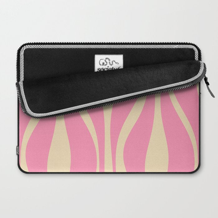 Mid Century Modern Lounge Retro Ogee Pattern in Pink and Cream Laptop Sleeve Gallery Image 2