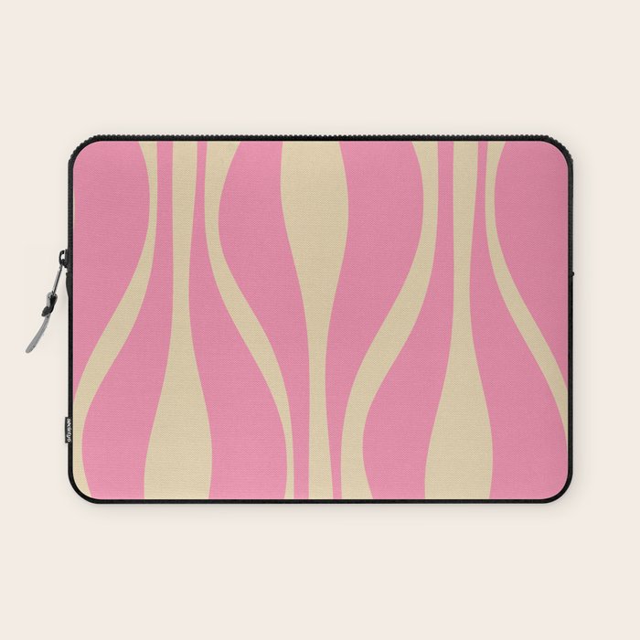 Mid Century Modern Lounge Retro Ogee Pattern in Pink and Cream Laptop Sleeve Gallery Image 1