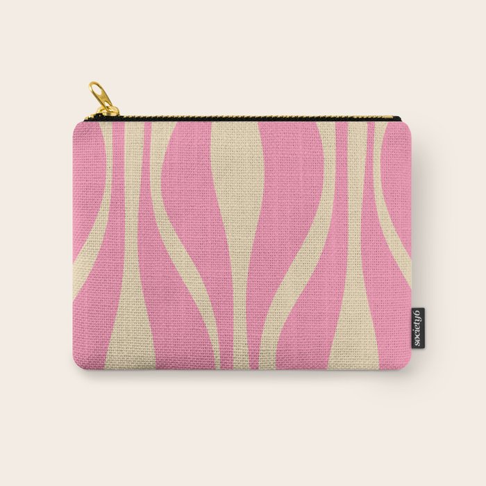 Mid Century Modern Lounge Retro Ogee Pattern in Pink and Cream Carry All Pouch Gallery Image 1