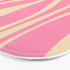 Mid Century Modern Lounge Retro Ogee Pattern in Pink and Cream Bath Mat Gallery Image 3