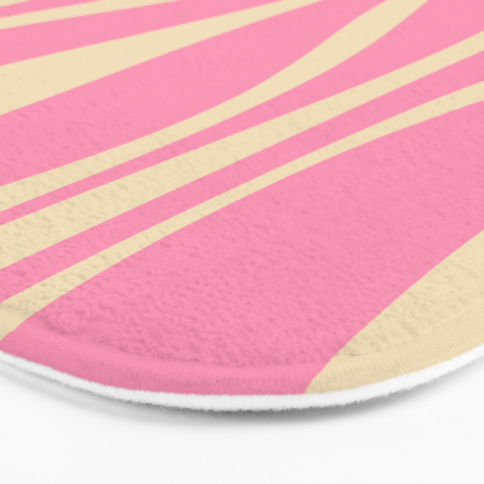 Mid Century Modern Lounge Retro Ogee Pattern in Pink and Cream Bath Mat Gallery Image 3
