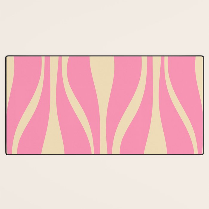 Mid Century Modern Lounge Retro Ogee Pattern in Pink and Cream Desk Mat Gallery Image 3