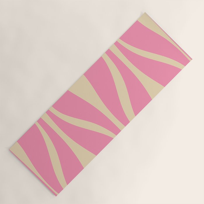 Mid Century Modern Lounge Retro Ogee Pattern in Pink and Cream Yoga Mat Gallery Image 1