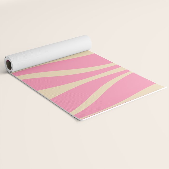 Mid Century Modern Lounge Retro Ogee Pattern in Pink and Cream Yoga Mat Gallery Image 2