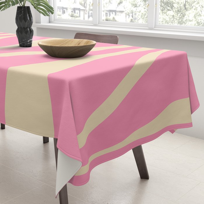 Mid Century Modern Lounge Retro Ogee Pattern in Pink and Cream Tablecloth Gallery Image 3