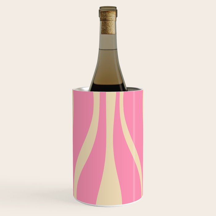 Mid Century Modern Lounge Retro Ogee Pattern in Pink and Cream Wine Chiller Gallery Image 3