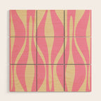 Mid Century Modern Lounge Retro Ogee Pattern in Pink and Cream Wood Wall Art Gallery Image 1
